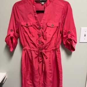 Coral Dress with Tie Waist and Gild Accents, brand ECI